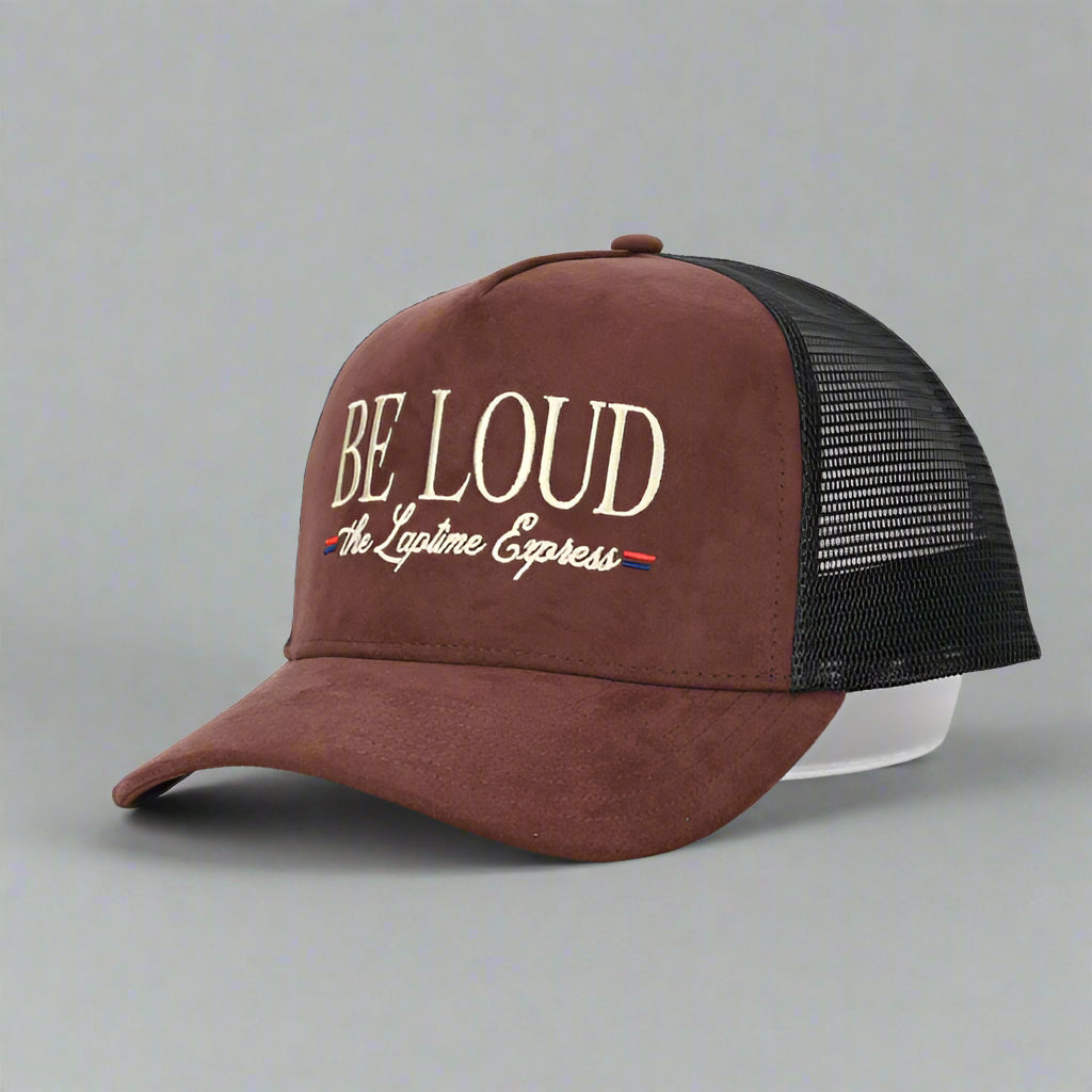 Be Loud Suede Trucker Hat - Umber